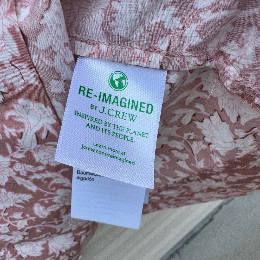 J Crew Smocked Cotton Poplin Dress Rose Vines Size S - Picture 9 of 11